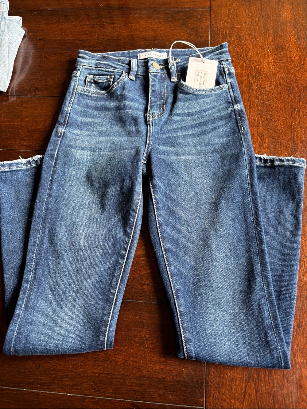 Flying Monkey Straight Leg Jeans in Dark Blue Wash